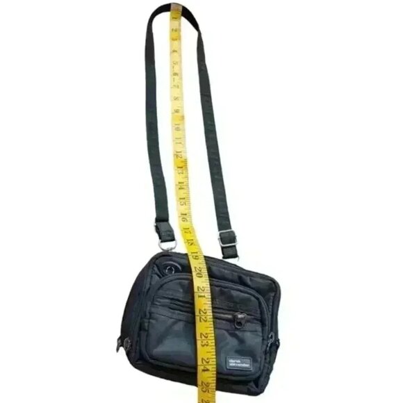 Derek Alexander Crossbody Bag Camera Black Nylon Unisex Square Long Strap Zipper - Picture 12 of 14